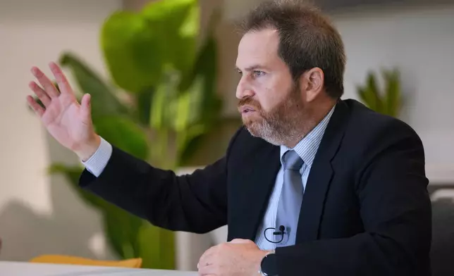 Jose Rey de Castro, a former member of the Sodalitium, speaks during an interview with the Associated Press in Lima, Peru, Wednesday, May 21, 2025. (AP Photo/Guadalupe Pardo)