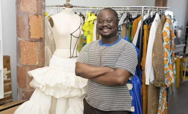 Fashion designer/founder of Agbobly, Jacques Agbobly, poses for a portrait on Thursday, May 1, 2025, in New York. (AP Photo/Gary Gerard Hamilton)