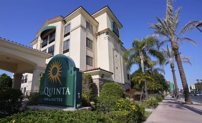A La Quinta Inn is photographed May 2, 2025, in Hawaiian Gardens, Calif. (AP Photo/Mark J. Terrill)