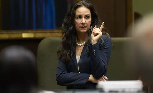 Assistant District Attorney Melanie Headley delivers closing arguments during the trial of three former Memphis police officers accused in the 2023 fatal beating of Tyre Nichols, Monday, May 5, 2025, in Memphis, Tenn. (AP Photo/George Walker IV, Pool)