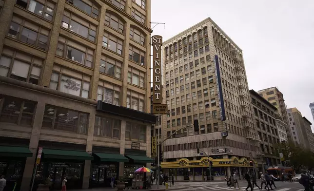 The St. Vincent Jewelry Center is shown in the Jewelry District of Los Angeles Friday, May 2, 2025. (AP Photo/Jae C. Hong)