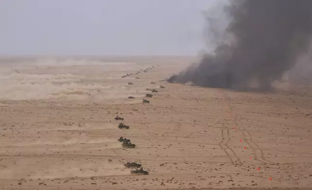 U.S and Morocco military forces take part in the 21st edition of the African Lion military exercise, in Tantan, south of Agadir, Morocco, Friday, May 23, 2025. (AP Photo/Mosa'ab Elshamy)