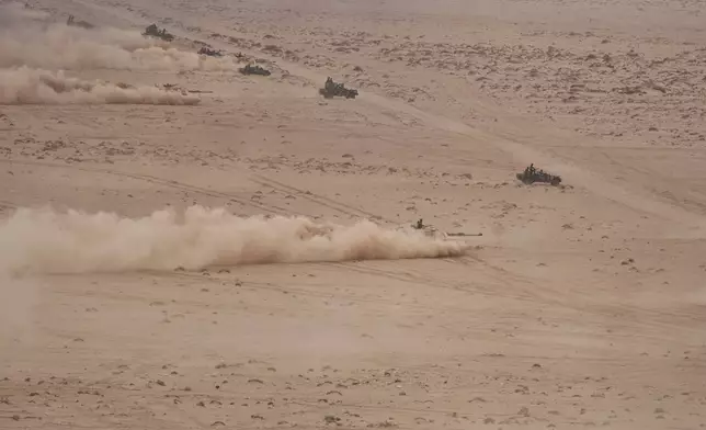U.S and Morocco military forces take part in the 21st edition of the African Lion military exercise, in Tantan, south of Agadir, Morocco, Friday, May 23, 2025. (AP Photo/Mosa'ab Elshamy)