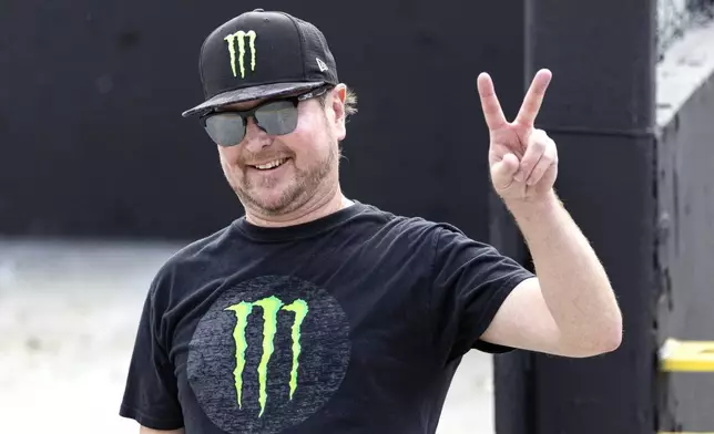 FILE - Driver Kurt Busch acknowledges fans before a NASCAR Cup Series auto race, Saturday, Sept. 16, 2023, in Bristol, Tenn. (AP Photo/Wade Payne,File)