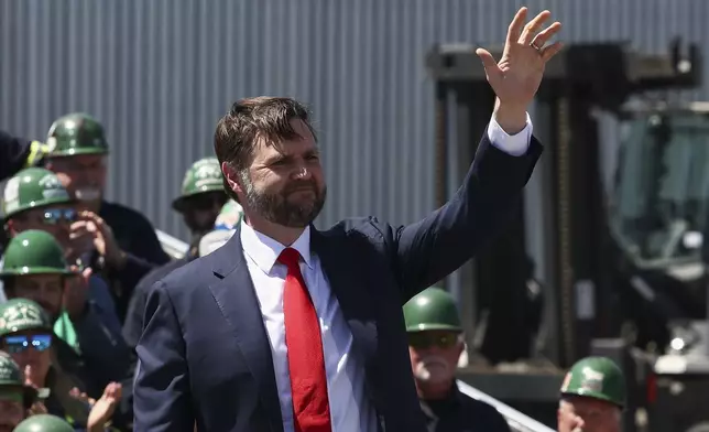 Vice President JD Vance departs after speaking during a tour at Nucor Steel Berkeley in Huger, S.C., Thursday, May 1, 2025. (Kevin Lamarque/Pool Photo via AP)