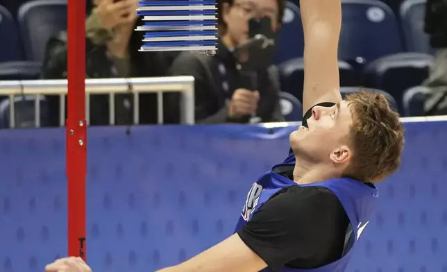 Cooper Flagg participates at the 2025 NBA basketball draft combine in Chicago, Tuesday, May 13, 2025. (AP Photo/Nam Y. Huh)