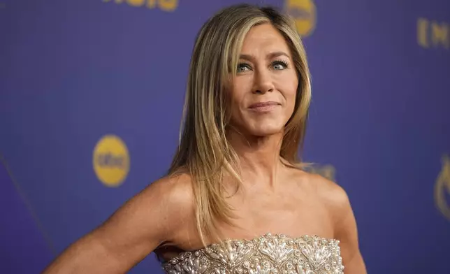 FILE - Jennifer Aniston arrives at the 76th Primetime Emmy Awards on Sept. 15, 2024, at the Peacock Theater in Los Angeles. (AP Photo/Jae C. Hong, file)