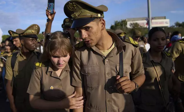 Cuban soldiers march in the May Day parade at Revolution Square in Havana, Thursday, May 1, 2025. (AP Photo/Ramon Espinosa)