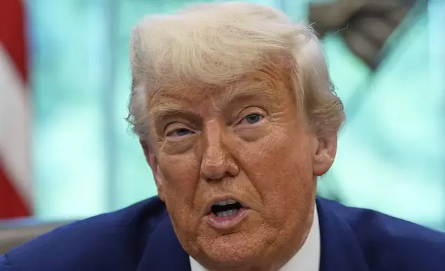 President Donald Trump speaks in the Oval Office of the White House, Tuesday, May 20, 2025, in Washington. (AP Photo/Alex Brandon)