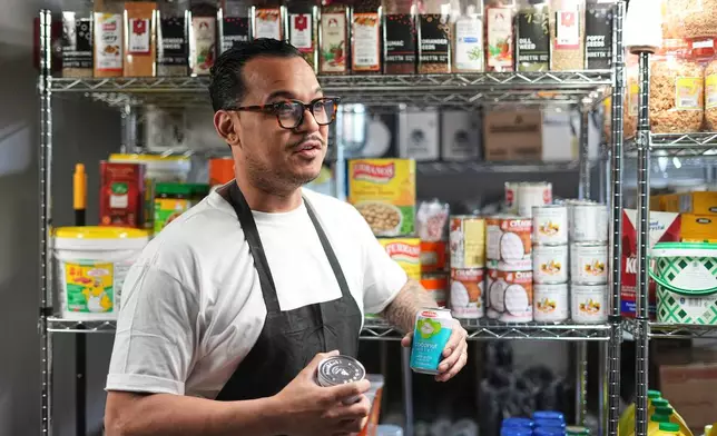 Chef Phila Lorn speaks during an interview at his restaurant, Mawn, in Philadelphia, Thursday, May 22, 2025. (AP Photo/Matt Rourke)