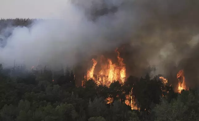 A forest fire burn near Jerusalem, Wednesday, April 30, 2025. (AP Photo/Mahmoud Illean)