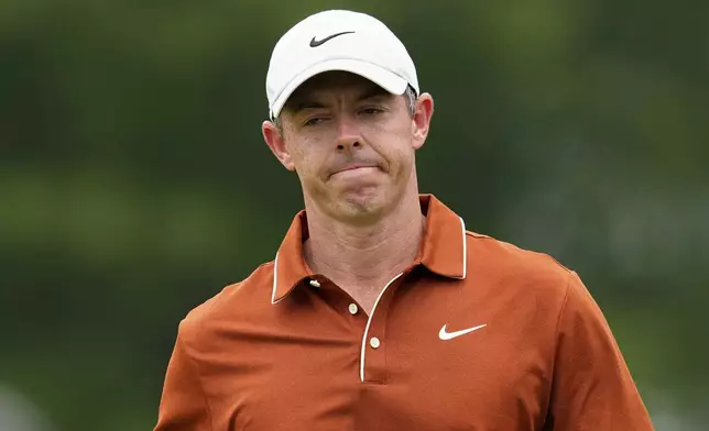 Rory McIlroy, of Northern Ireland, walks on the third hole during the second round of the PGA Championship golf tournament at the Quail Hollow Club, Friday, May 16, 2025, in Charlotte, N.C. (AP Photo/David J. Phillip)