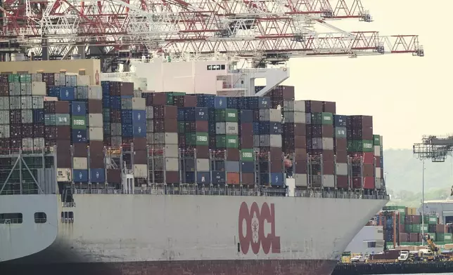 A container ship is moored at the port of the port of New York &amp; New Jersey in Elizabeth, N.J., Monday May 12, 2025. (AP Photo/Matt Rourke)