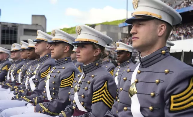 United States Military Academy graduating cadets sit during commencement ceremonies in West Point, N.Y., Saturday, May 24, 2025. (AP Photo/Manuel Balce Ceneta)