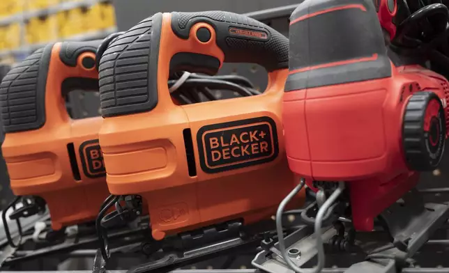 FILE - Black &amp; Decker jigsaws are displayed, Wednesday, April 21, 2021 in a New York store. (AP Photo/Mark Lennihan, File)
