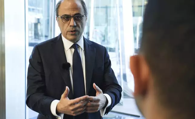 FILE - Jihad Azour, the director of the Middle East and Central Asia Department at the International Monetary Fund, speaks to The Associated Press in Dubai, United Arab Emirates, Tuesday, May 2, 2023. (AP Photo/Jon Gambrell, File)