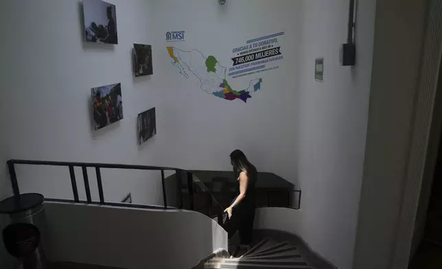 A health worker gives a tour of the MSI Foundation, an organization that offers information and help to women seeking abortions, in Mexico City, Thursday, May 8, 2025. (AP Photo/Marco Ugarte)