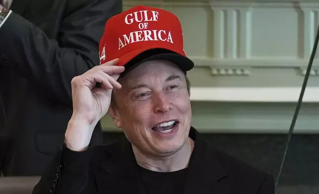 Elon Musk speaks during a cabinet meeting at the White House, Wednesday, April 30, 2025, in Washington. (AP Photo/Evan Vucci)