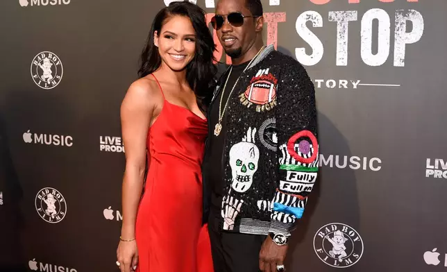 FILE - Cassie Ventura, left, and Sean "Diddy" Combs appear at the premiere of "Can't Stop, Won't Stop: A Bad Boy Story" on June 21, 2017, in Beverly Hills, Calif. (Photo by Chris Pizzello/Invision/AP, File)