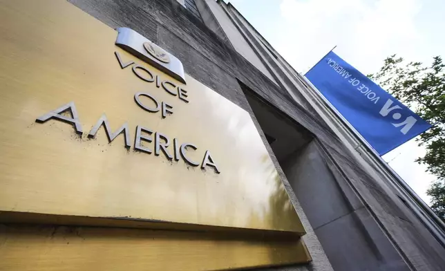 FILE - This is the Voice of America building in Washington, May 5, 2025. (AP Photo/Gene J. Puskar)
