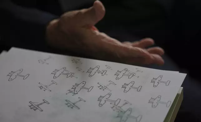 John Goldsmith, 94, speaks during an interview at his home in London, Thursday, April 24, 2025. (AP Photo/Kin Cheung)