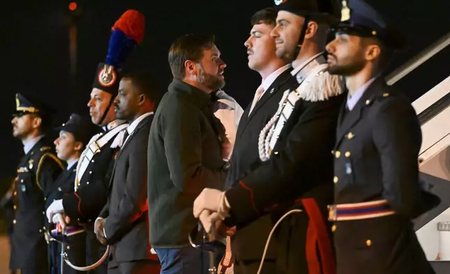 U.S. Vice President JD Vance departs Giovan Battista Pastine International Airport in Ciampino, Italy en route to New Delhi, India, Saturday, April 20, 2025. (Kenny Holston/The New York Times via AP, Pool)