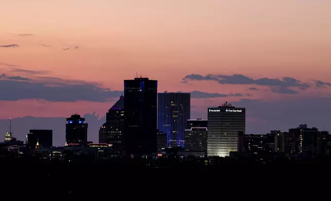 The sun sets on Thursday, March 27, 2025, in Rochester, N.Y. (Toni Duncan via AP)
