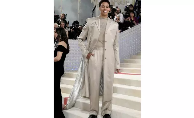 FILE - Brittney Griner attends The Metropolitan Museum of Art's Costume Institute benefit gala celebrating the opening of the "Karl Lagerfeld: A Line of Beauty" exhibition on Monday, May 1, 2023, in New York. (Photo by Evan Agostini/Invision/AP, File)