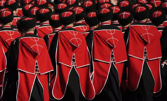 Cossacks attend the Victory Day military parade in Moscow, Russia, Friday, May 9, 2025, during celebrations of the 80th anniversary of the Soviet Union's victory over Nazi Germany during the World War II. (AP Photo/Pavel Bednyakov, Pool)