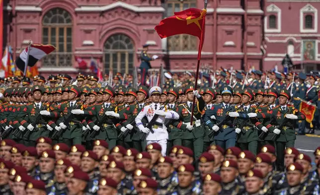 Vietnamese servicemen attend the Victory Day military parade in Moscow, Russia, Friday, May 9, 2025, during celebrations of the 80th anniversary of the Soviet Union's victory over Nazi Germany during the World War II. (AP Photo/Alexander Zemlianichenko)