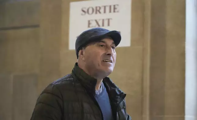 Yunice Abbas, one of the men accused in the 2016 armed robbery of Kim Kardashian, arrives for the verdict in the trial of Kim Kadashian heist, Friday, May 23, 2025 in Paris. (AP Photo/Christophe Ena)