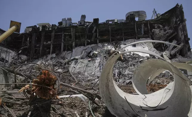 Damage to the Weizmann Institute of Science from an Iranian missile strike in Rehovot, Thursday, June 19, 2025. (AP Photo/Maya Alleruzzo)