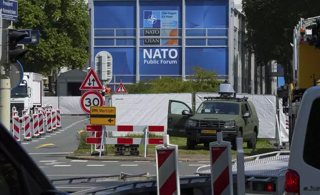 FILE- Security ahead of the NATO summit in The Hague, Netherlands, Wednesday, June 18, 2025. (AP Photo/Peter Dejong, File)