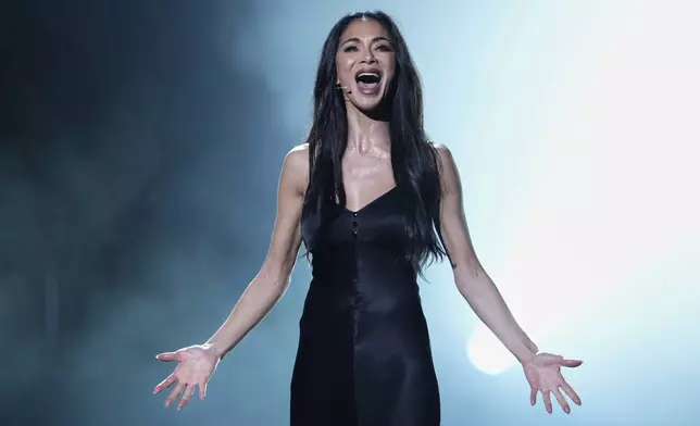 Nicole Scherzinger performs "As If We Never Said Goodbye" during the 78th Tony Awards on Sunday, June 8, 2025, at Radio City Music Hall in New York. (Photo by Charles Sykes/Invision/AP)
