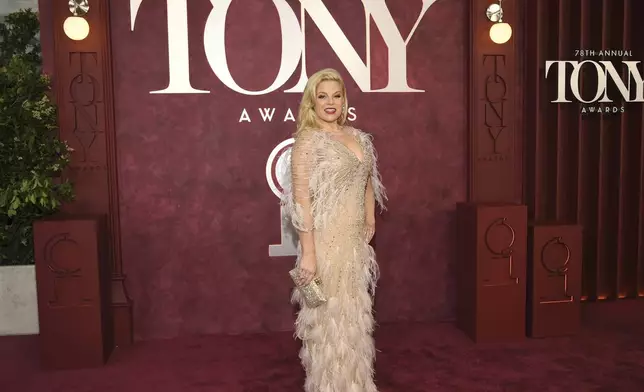 Megan Hilty arrives at the 78th Tony Awards on Sunday, June 8, 2025, at Radio City Music Hall in New York. (Photo by Evan Agostini/Invision/AP)