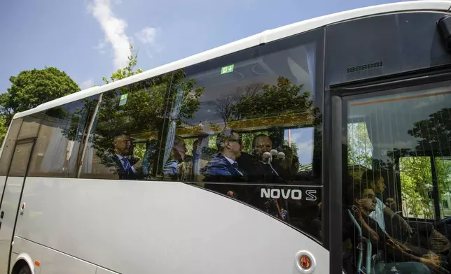 Members of the Ukrainian delegation arrive at the Ciragan Palace for Russia-Ukraine peace talks in Istanbul, Turkey, Monday, June 2, 2025. (AP Photo/Emrah Gurel)