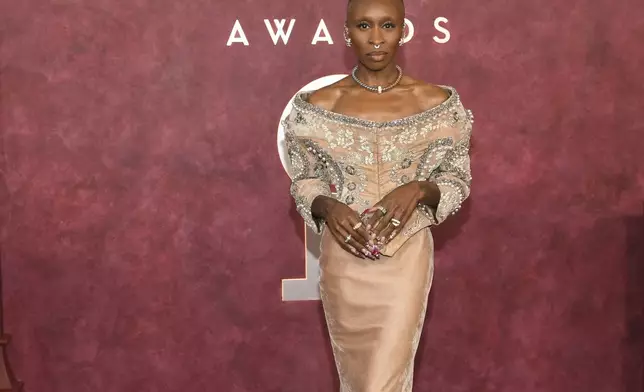 Cynthia Erivo arrives at the 78th Tony Awards on Sunday, June 8, 2025, at Radio City Music Hall in New York. (Photo by Evan Agostini/Invision/AP)
