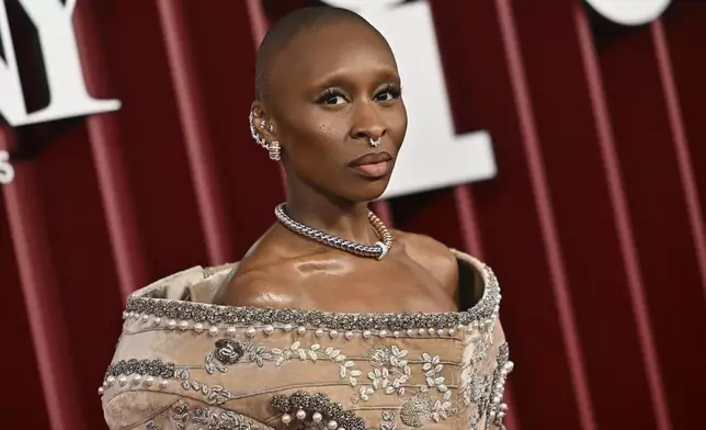 Cynthia Erivo arrives at the 78th Tony Awards on Sunday, June 8, 2025, at Radio City Music Hall in New York. (Photo by Evan Agostini/Invision/AP)