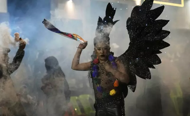 A participant takes part in the annual Pride Parade in La Paz, Bolivia, Saturday, June 28, 2025. (AP Photo/Juan Karita)
