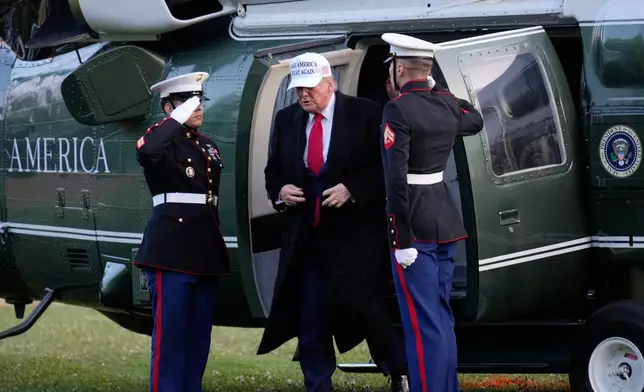 U.S. President Donald Trump arrives at the G7 Summit in Kananaskis, Alberta, Sunday, June 15, 2025. (Adrian Wyld/The Canadian Press via AP)