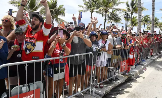 Florida Panthers fans attend the NHL hockey team's Stanley Cup championship celebration, Sunday, June 20, 2022, in Fort Lauderdale, Fla. (AP Photo/Michael Laughlin)
