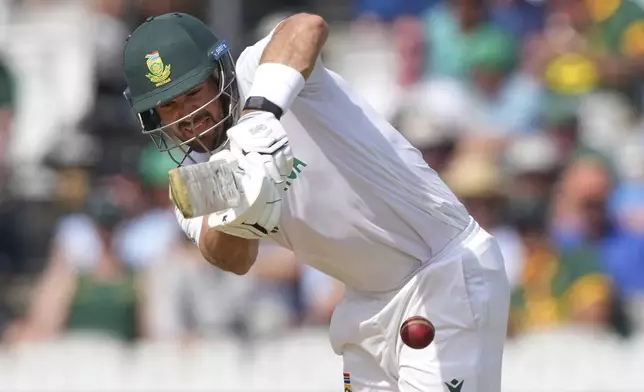 South Africa's Aiden Markram plays a shot on day three of the World Test Championship final between South Africa and Australia at Lord's cricket ground in London, Friday, June 13, 2025. (AP Photo/Kirsty Wigglesworth)