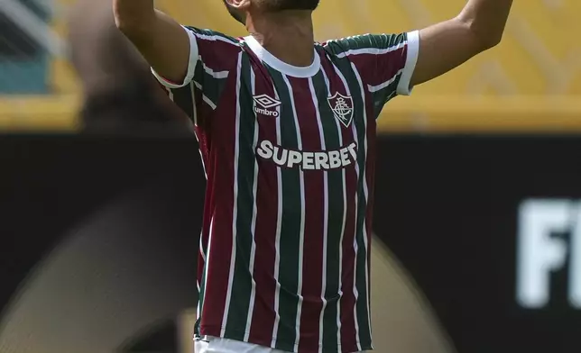 Fluminense's Ignacio celebrates after the Club World Cup Group F soccer match between Mamelodi Sundowns and Fluminense in Miami Gardens, Fla., Wednesday, June 25, 2025. (AP Photo/Marta Lavandier)