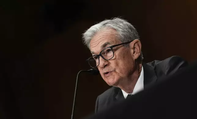 Federal Reserve Board Chairman Jerome Powell speaks during a Senate Committee on Banking hearing, Wednesday, June 25, 2025, on Capitol Hill in Washington. (AP Photo/Julia Demaree Nikhinson)