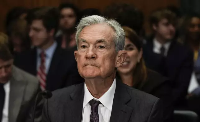Federal Reserve Board Chairman Jerome Powell arrives before a Senate Committee on Banking hearing, Wednesday, June 25, 2025, on Capitol Hill in Washington. (AP Photo/Julia Demaree Nikhinson)