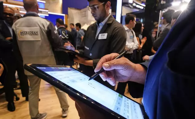 Traders workon the floor of the New York Stock Exchange, Monday, June 23, 2025. (AP Photo/Richard Drew)