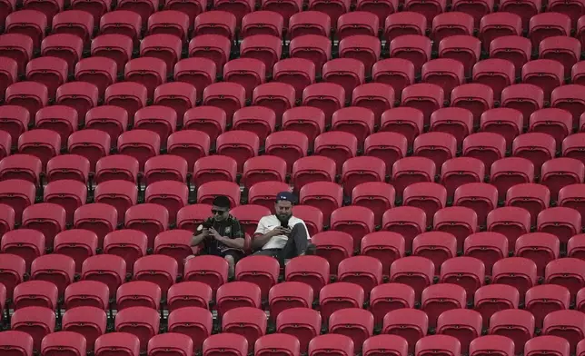Fans wait for the beginning of the Club World Cup group D soccer match between Chelsea and Los Angeles FC in Atlanta, Monday, June 16, 2025. (AP Photo/Brynn Anderson)