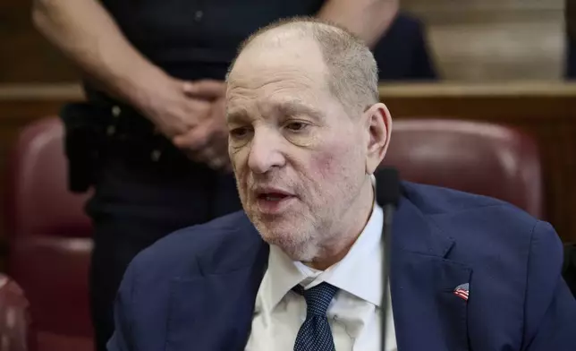 Harvey Weinstein jokes with press photographers in Manhattan criminal court as the jury in his retrial deliberates, Wednesday, June 11, 2025, in New York. Curtis Means/Pool Photo via AP)