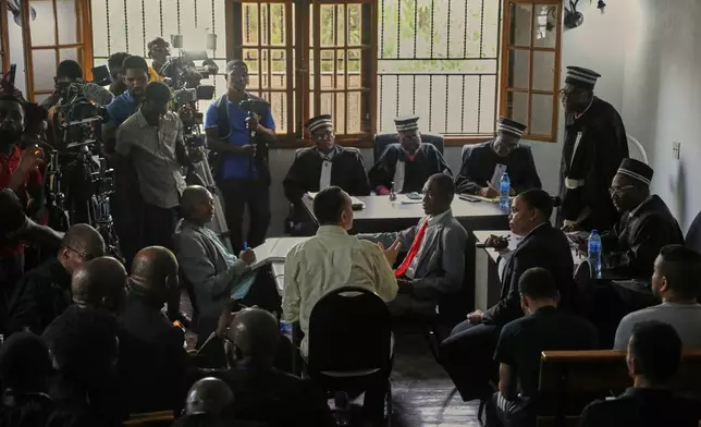 A Colombian accused of involvement in the 2021 assassination of Haitian President Jovenel Moise testifies in court in Port-au-Prince, Haiti, Monday, June 9, 2025. (AP Photo/Odelyn Joseph)