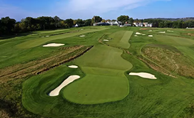 FILE - This is the tenth green at Oakmont Country Club in Oakmont, Pa., Monday, Sept. 16, 2024, the course for the 2025 U.S. Open golf tournament. (AP Photo/Gene J. Puskar, File)